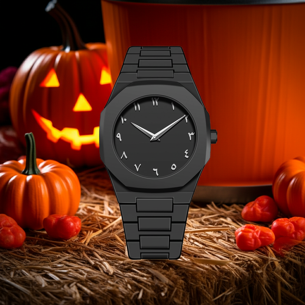 Minimalist Black Watch with Arabic Numerals | Quartz Wristwatch